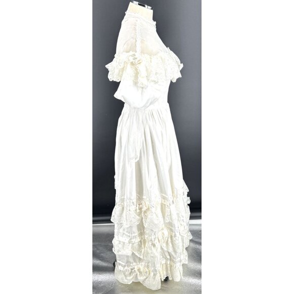 Country Elegance Wedding Dress 70s Victorian Sz 10 Layers Vintage - Picture 5 of 9